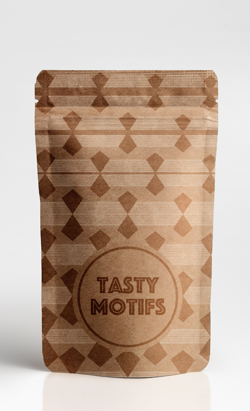 Repper pattern printed on kraft food packaging